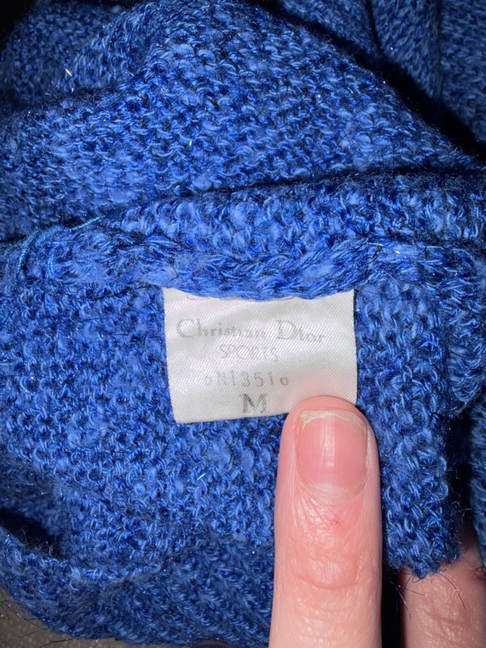Vintage Christian Dior Sports Blue Silk Blend Short Sleeve Knit Sweater Size M - Picture 12 of 16